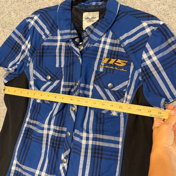 Harley Davidson Blue Plaid Button Down Short Sleeve Shirt Men’s Size 2XL - Picture 12 of 13